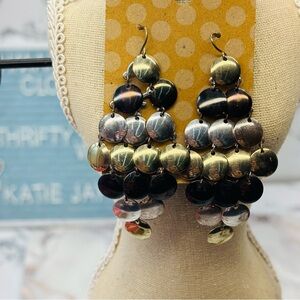 Metallic Multitone Disc Chandelier Earrings - Women Jewelry